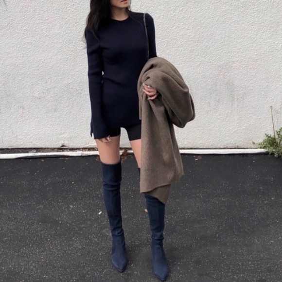 Stuart Weitzman over the knee thighland navy blue boots 6.5 - Picture 1 of 10